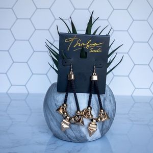 Thalia Sodi Triangle Black Mesh Dangle Statement Earrings